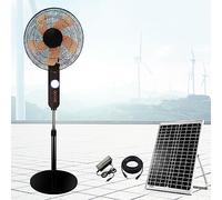 16 Inch Solar Pedestal Fan, 5-Blade Oscillating Standing Fans w/Light, 4 Wind Modes Ultra Quiet Adjustable Height Cooling Floor Fan for Home/Commercial