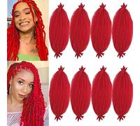 16 Inch Springy Afro Twist Hair Red Marley Twist Braiding Hair 8 Packs Pre-Separated Spring Twist Hair for Soft Butterfly Locs Crochet Hair Kinky Afro Twist Hair for Women (16 Inch, Red)