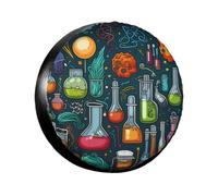 16 Inch Tire Cover Cartoon Science Theme Weatherproof Spare Tire Covers Dustproof Wheel Protectors Universal Fit for Rv Trailer SUV Truck Camper