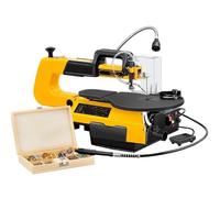 16 Inch Variable Speed Scroll Saw with Dust Port, 10 Blades, Multi-Directional LED Light, 50mm Cutting Thickness for Woodworking, Pattern Cutting, PVC Pipe