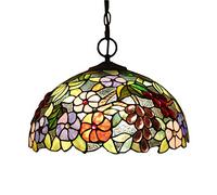 16 Inch Vintage Tiffany Style Pendant Lamp Pastoral Stained Glass Shade E27 Ceiling Hanging Lights for Aisle Living Room 3 Lights,D