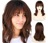 16 Inch Voluminous Wavy Bob Wig - Lace Front Synthetic Hair, Middle Part Fluffy Short Curly, Daily Wear Fit All Face Shapes Skin Tones