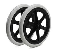 16 Inch Wheelchair Replacement Wheels - 16x1.75 Solid Tire Rear Wheel Assembly For Manual Wheelchairs, Durable Gray Wheels, 2 Pack For Smooth Mobility