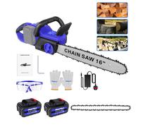 (16-Inch with Two Batteries) Brushless Mini Chainsaw 4/6-Inch Cordless Electric Chain Saw with Battery for Makita