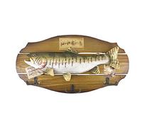 16-inch Wood Decorative Big Fish Welcome Sign Hanging Plaque with 3 Hooks,for Garden and Wall Decor