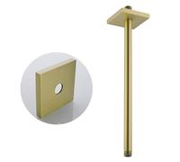 16 inches Brass Wall Shower Extension Arm Mounted Bathroom Rainfall Head Elbow Bracket Pipe Bath Tube Bathroom Hardwares Accessories Brushed Gold,SW-91038-16BG-SQ.