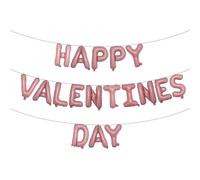 16 Inches 'HAPPY VALENTINES DAY' Balloon Banner - Mylar Letter Foil Balloons for Saint Valentine Decorations, Romantic Special Night, Love Themed Party Supplies (Pink)
