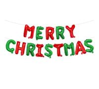 16 Inches Merry Christmas Balloons Hanging Banner Decorations, Red and Green Foil Mylar Letter Balloons for Xmas Holiday, Winter Party, and Festive Home Supplies