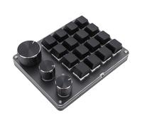 16 Key Custom Mechanical Keypad, Programmable Small Gaming Keyboard with LED Light, Red Switch, Aluminum Knob, ABS and Acrylic Keycaps, TYPE C Connection, 3 Layers (Black)
