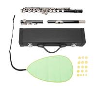 16 Keys Open Hole Flute Professional Instrument Kit with Carrying Case Black for Music Classes Festive Parties