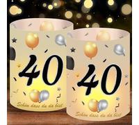16 Lantern Table Decoration 40th Birthday, Decoration 40th Happy 40th Birthday Table Decoration Girl Boy 40 Years Happy Birthday Table Decoration Schön DASS Du Da Bist Suitable for Tea Lights or