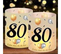 16 Lantern Table Decoration 80th Birthday, Decoration 80th Happy 80th Birthday Table Decoration Girl Boy 80 Years Happy Birthday Table Decoration Schön dass Du Da Bist Suitable for Tea Lights or