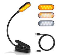 16 LED Book Light,Clip Light with Flexible Neck,USB Rechargeable Reading Light Clip on Book,Anti-Blue Light Eye Care Reading Lights for Books in Bed,Stepless Dimming,3 Color&3Brightness Modes