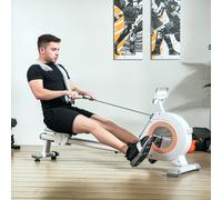 SPORTNOW 16-Level Magnetic Rowing Machine with LCD Monitor and Phone Holder - White, White