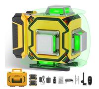16 Line Laser Level 360° Self Leveling with Pulse Mode, Professional 4 x 360° Cross Line Laser Leveler Tool with 2 Batteries,10m±3mm,IP54, Type-C Charge, Magnetic Bracket, Hand Carry Case