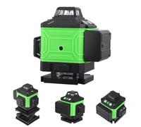 16 Lines Laser Level Green 4x360°, 4D Self-Leveling with 2 Batteries, Pulse Mode & Remote, Magnetic Base & Tripod Stand, IP54 for Indoor/Outdoor