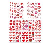 16 Lip Stamp Tattoo Stickers, Self-Adhesive Waterproof Tattoo Stickers, Party Dressing Props, Romantic Tattoo Stickers.