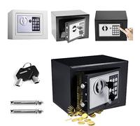 16 Litre Electronic Safe Box with Key, 35 x 25 x 25cm, High Security Safe Money Box, Hotel Safe Fireproof, Domestic Lock Box Key Safe, Jewelry Cash Box with Digital Keypad for Home Office - Grey