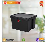 16 Litre Heavy Duty Recycled Box with Lid Black 38.5 x 29 x 21.5 cm - Pack 1