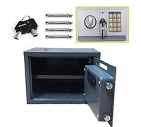 16 Litre Safe Box Digital Large Security Safety Steel Case 9.8 * 13.8 * 9.8in Cash Value Home Safe with Locking Bolts Spare Keys for Office or Home Use Wall or Floor Mounted, Grey