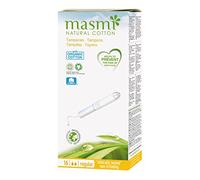 16 Masmi Regular Cardboard Applicator Tampons Organic Cotton Certified, Hypoallergenic, Biodegradable, Perfume, Viscose, Rayon, Chlorine and Dioxin Free