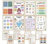 16 Mental Health Posters (A4 8.3x11.7 inches), Counseling & Therapy Office Decor, School Counselor Wall Art, No Frame