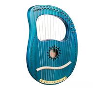16 Metal String Lyre Harp With Carved Phonetic Symbols, Solid Wood Mahogany Bone Saddle, With Tuning Wrench And Instruction Guide For Adult Kids And Beginner (Color : Blue)