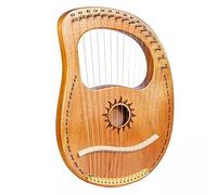 16 Metal String Lyre Harp With Carved Phonetic Symbols, Solid Wood Mahogany Bone Saddle, With Tuning Wrench And Instruction Guide For Adult Kids And Beginner (Color : Brown)