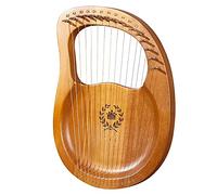 16 Metal String Lyre Harp With Carved Phonetic Symbols, Solid Wood Mahogany, With Tuning Wrench, Replace String Set, Gift For Beginner Music Lovers Kids Adult (Color : Brown)