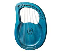 16 Metal String Lyre Harp With Carved Phonetic Symbols, Solid Wood Mahogany, With Tuning Wrench, Replace String Set, Gift For Beginner Music Lovers Kids Adult (Color : Blue)