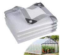 16 Mil Clear Plastic Tarps Heavy Duty Waterproof 8x10 FT,Green House Plastic Covering Sheeting,UV Resistant Greenhouse Cover Clear Tarp with Grommets for Garden,Farms,Nursery,Chicken Coop Winter Wrap