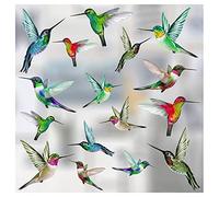 16 Mixed Beautiful Humming Bird Static Cling Window Stickers - Hummingbird Anti Collision Bird Strike Window Stickers - Unique Double Sided Print