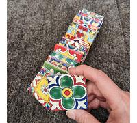 16 Mixed Mexican Moroccan Talavera Designs Ceramic Tile Mosaics 1.9"x1.9" / Piece- 16 Pieces/Pack