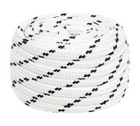 (16 mm/ 25 m) vidaXL Braided Boat Rope Polyester Sturdy Yacht Cable Black/White Multi Sizes