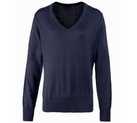 (16, Navy) Premier Womens/Ladies V-Neck Knitted Sweater / Top