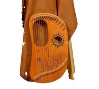16-Note Mini Lyre Harp - Portable Musical Instrument for Beginners, Lute Shaped with Lotus Pattern Design, Compact Boxed Lyre for Home & Travel