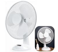 16” Oscillating Table Fan - Quiet Desktop Cooling Fan with Adjustable Speeds & Tilt - White Electric Fan for Office, Bedroom, Home - Portable Air Circulator with Stable Base