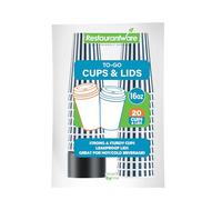 16 Ounce Disposable Coffee Cups With Lids, 20 Hot Cups With Lids - Sleeves Sold Separately, Single Wall, Blue And White Stripe Paper Coffee Cups, For All Kinds Of Beverages - Restaurantware