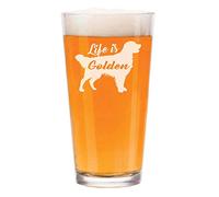16 oz Beer Pint Glass Golden Retriever 'Life is Golden'