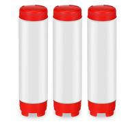 16 Oz Inverted Plastic Squeeze Bottles, Refillable Tip Large Valve Dispenser Condiment Bottle for Sauces Ketchup