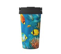 16 oz Tumbler with Flip Lid and Handle Stainless Steel Vacuum Insulated Coffee Mug Double Wall Travel Tumblers The Underwater World Tropical Fish Coffee Cup Gifts for Women Men Outdoor Thermal Cup