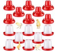 16 Pack 1.5 L Chick Feeder and 1.5 L Waterer Kit, No Waste Spill-Proof Automatic Poultry Feeder Waterer, Chicken Starter Kit for Baby Chicks, Ducklings, Quail, Coop Brooder(Red)