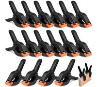 16 Pack 4 Inch Black Nylon Spring Clamps, Extra Strength Heavy Duty Plastic Clips, Woodworking Tension Grip Clamp, Fabric Clip Set for DIY Crafts Projects, Photo Studio Background, Home Improvement