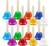 16 Pack 8 Note Hand Bells Set - Colorful Diatonic Metal Handbells - Musical Percussion Instruments for Church Chorus, Wedding & Family Party, Musical Teaching,Seniors, Classroom, Dinner, Meditation