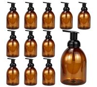 16 Pack Amber Soap Dispenser 500ml Refillable Foam Pump Bottle Liquid Plastic Container for Kitchen Bathroom Commercial Concentrated or Regular Shampoo Body Wash Dish Liquid Soap