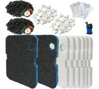 16 Pack Aquarium Filter Media Set Replacement for Penn-Plax Cascade 700 & 1000 Canister Aquarium Filters, Includes Bio Sponge Filters, White Floss Pads, Activated Carbons, Ceramic Rings & Mesh Bags