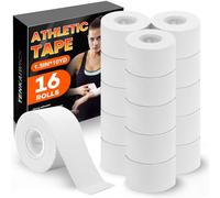 16 Pack Athletic Tape, White Sports Tape for Wrist Ankle Protection, Sports Tape Athletic No Sticky Residue, Easy to Tear Gymnastics Tape for Soccer, Football, Training Supplies (1.5" x 160 Yards)