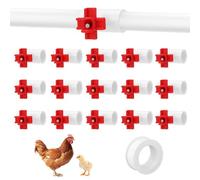 16 Pack Automatic Chicken Nipples Waterer, Horizontal Chicken Waterer Nipples with 1/2'' PVC Tee Fittings DIY Auto Chickens Waterering System Waterer Drinker and for Ducks Quail and Other Poultry