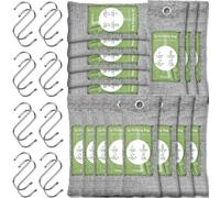 16 Pack Bamboo Charcoal Air Purifying Bag, Activated Charcoal Bags Odor Absorber, Moisture Absorber, Natural Car Air Freshener, Shoe Deodorizer, Odor Eliminators For Home, Pet, Closet (16x50g)