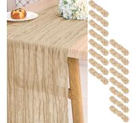 16 Pack Beige Gauze Cheesecloth Table Runner ,10ft Long Rustic Gauze Boho Wedding Table Runners 21.5 x 120 Inch for Wedding,Bridal Shower,Party,Banquet Decoration
